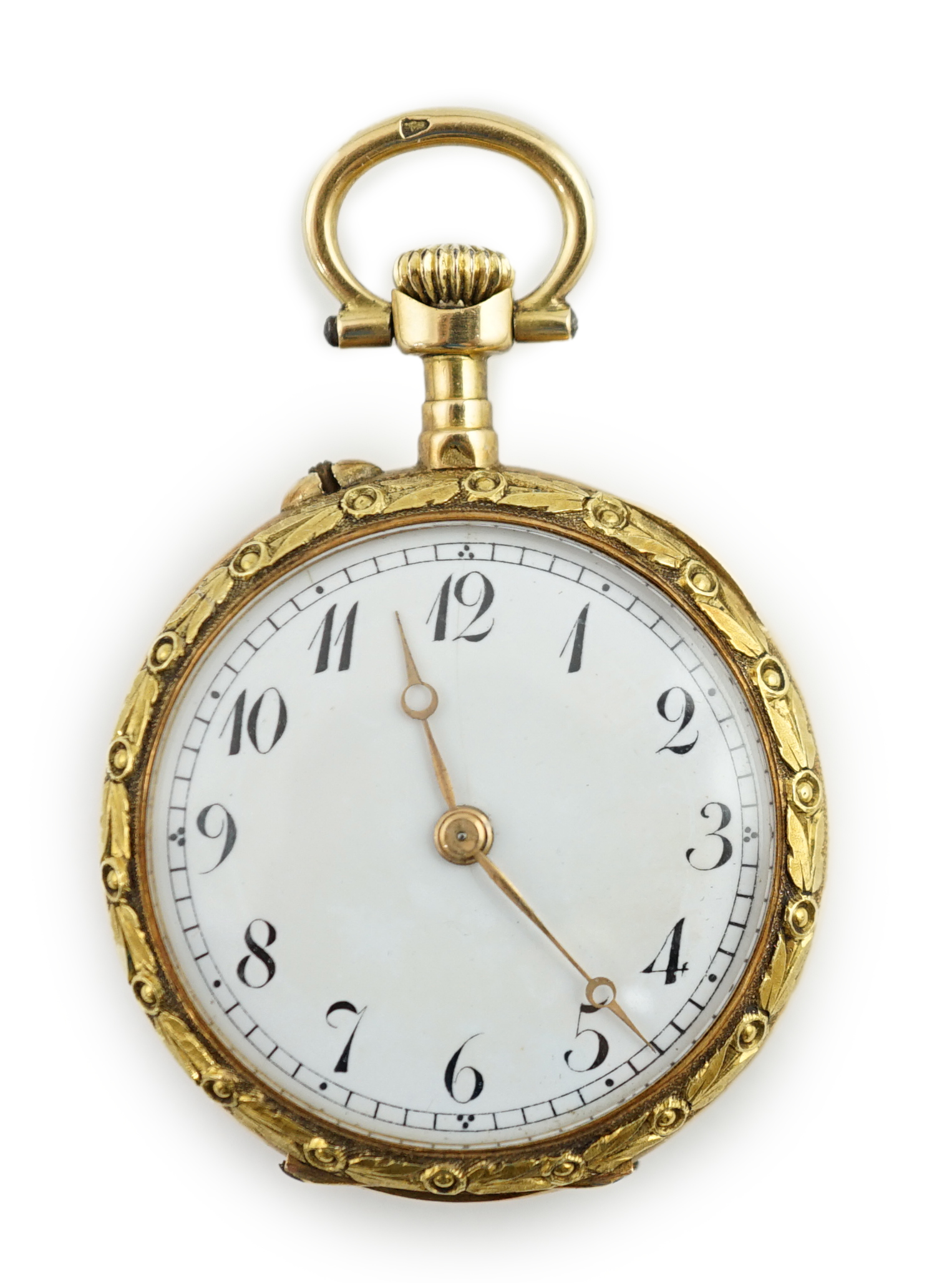 An early 20th century Swiss two colour gold fob watch